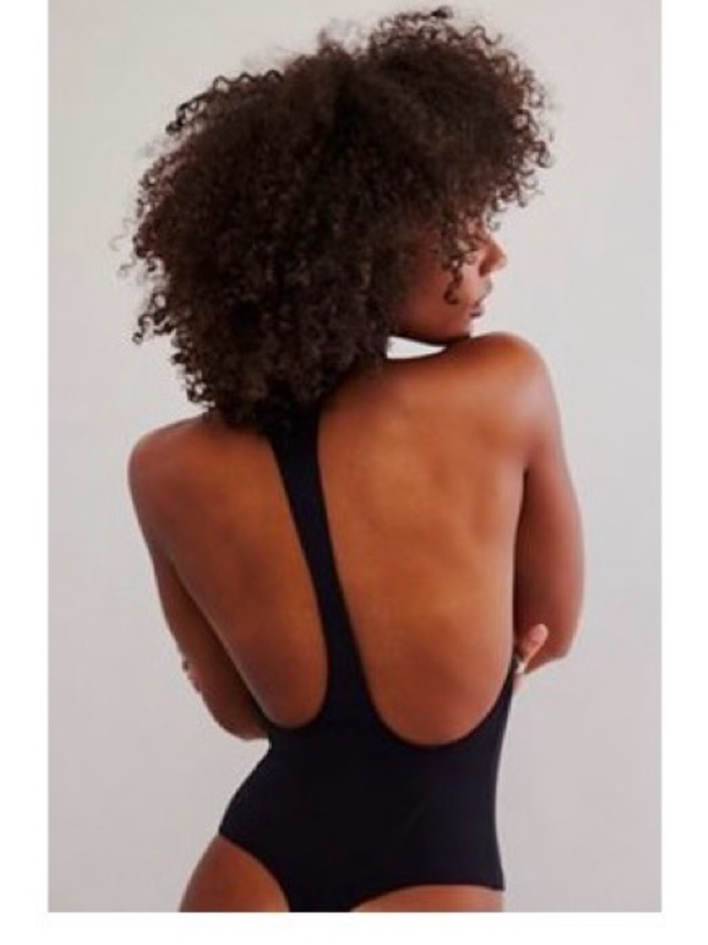 Free people high neck, almost backless bodysuit in black